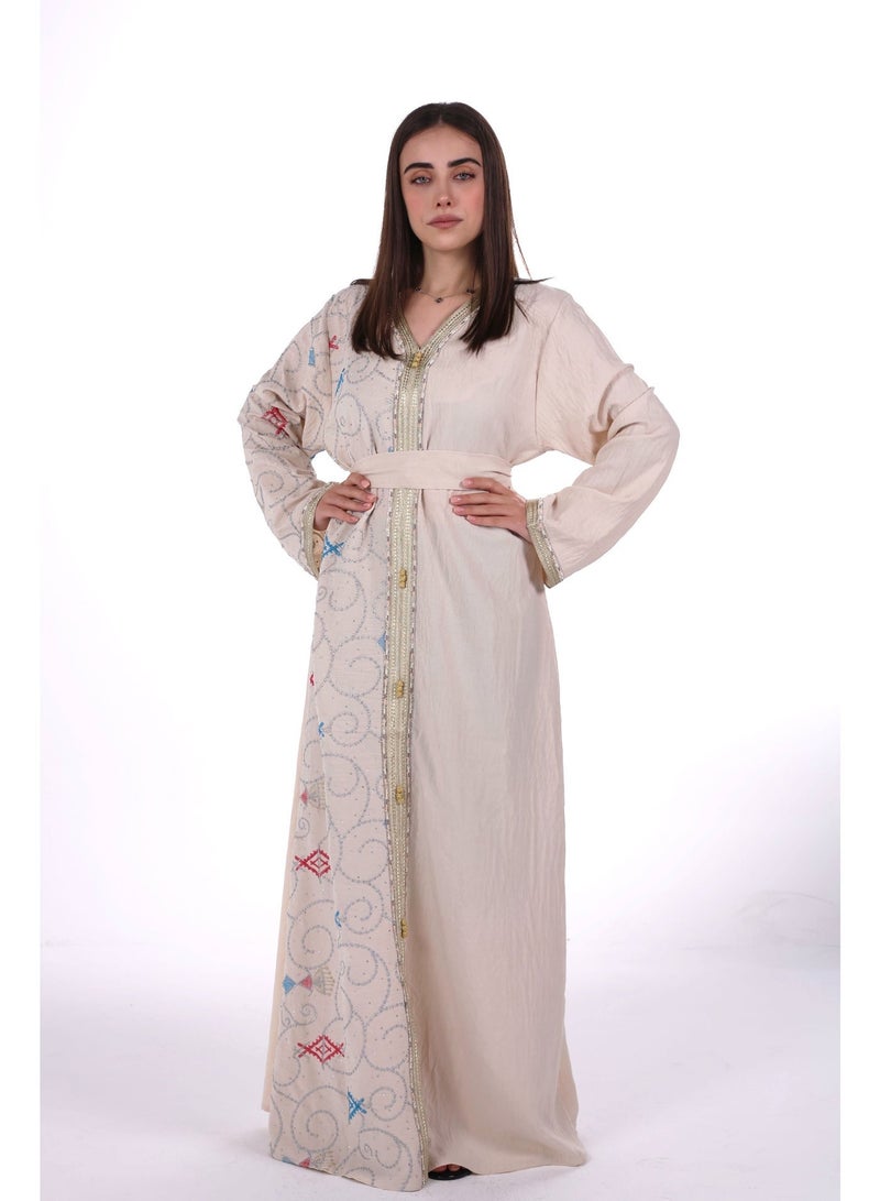 البنت الشرقية جلابية نسائية مطرزة مع حزام على الخسر للأم والابنه - Image 3